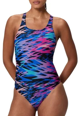 Produktbild von SPEEDO A000244002 Hyperboom Print Medalist Damen Badeanzug Schwarz Blau Orange,