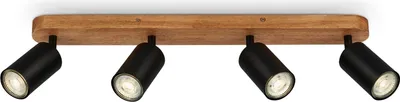 Zdjęcie produktu dla Lampa sufitowa lampa sufitowa vintage industrialna 4xGU10 9W czarna drewno Briloner