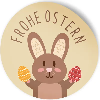 Produktbild von itenga Aufkleber Frohe Ostern Hasenbande braun 4cm (Motiv 215) 24 Stück