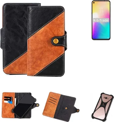Produktbild von K-S-Trade Handyhülle Schutzhülle Bookstyle Case Wallet-Case kompatibel mit HiSense U30 Handy Cover Bumper Klapphülle schwarz hellbraun 1x