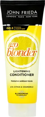 A tube of John Frieda Sheer Blonde Go Blonder Lightening Conditioner.