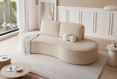 Produktbild von Sofa Designersofa ARLET 3-Sitzer in Stoff Abriamo Hellbeige
