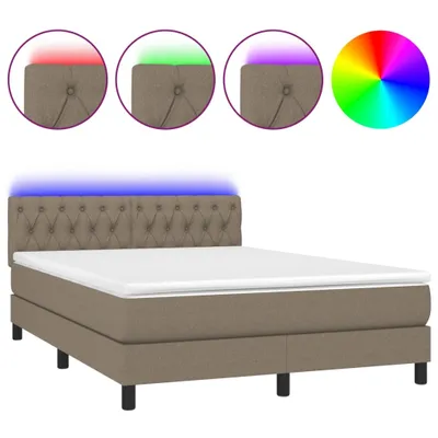 Produktbild von vidaXL Boxspringbett mit Matratze & LED Taupe 140x200 cm Stoff