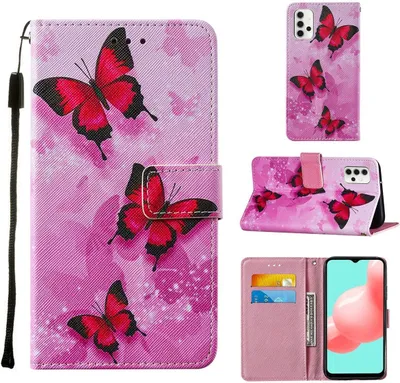 Produktbild von König Design Hülle kompatibel mit Samsung Galaxy A32 5G Kunstleder Handyhülle - Handy Case Rosa