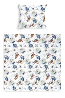Produktbild von Amilian Kinderbettwäsche Set 2-teilig Deckenbezug 80×80 & Kissenbezug 35×40 - 100% Baumwolle Hotelverschluss – für Kinderwagen, Wiege und Stubenbett