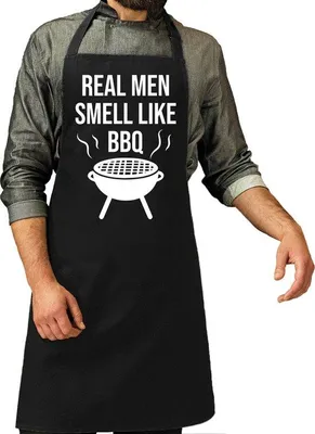 Obrázek produktu pro Uniqoos® Bellatio – Grilovací zástěra pro muže, černá, potisk "Skuteční muži voní po grilu", univerzní velikost 72 x 86 cm, 65 % polyester/35 % bavlna