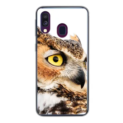 Produktbild von MuchoWow® Handyhülle Schutzhülle Hülle für Samsung Galaxy A40 Braune Eule mit weißem Hintergrund Silikon Softcase Handy Hülle - Handy-Tasche