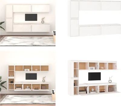 Produktbild von vidaXL TV Schränke 6 Stk. Weiß Massivholz Kiefer - TV-Schrank - TV-Schränke - TV-Schrank Holz - Hängeschrank