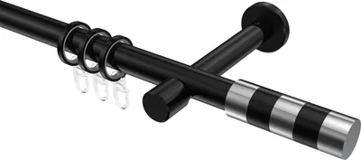 Produktbild von Interdeco Gardinenstange / Vorhangstange Schwarz, Typ Prestige Mavell (Zylinder Bicolor), 20 mm Ø 1-läufig, 600 cm