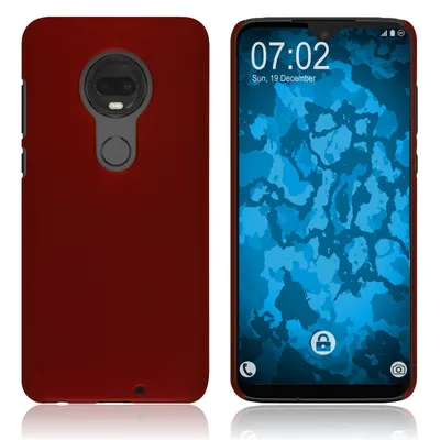 Produktbild von PhoneNatic Case kompatibel mit Motorola Moto G7 - Hülle rot gummiert Hard-case + 2 Schutzfolien