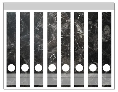 Produktbild von Wallario Ordnerrücken Sticker, selbstklebend für schmale Ordner, 8 Stück, Motiv Schwarze Marmor-Optik