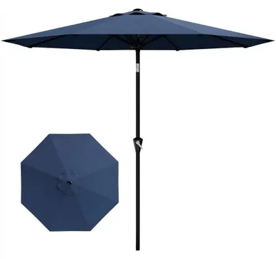 Produktbild von Garten Sonnenschirm - Terrassen Sonnenschirm 2,7 m - UPF 50+ UV-Schutz - Kurbel und Neigung - 8 Stahlstreben - Windfest - Marineblau