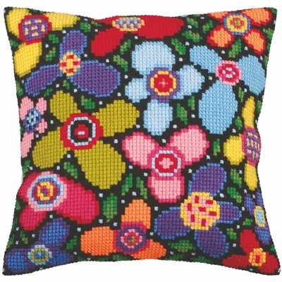 Produktbild von CdA Kreuzstichkissen "Blumenlichtung" 5259, 40x40cm, Stickbild vorgezeichnet