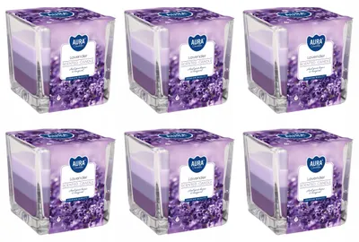Produktbild von Bispol Aura Duftkerze im Glas Lavendel 6 Stück