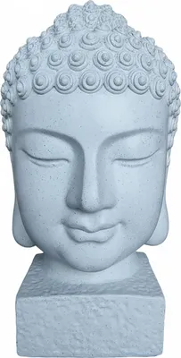 Zdjęcie produktu dla Relaxdays Głowa Buddy, wymiary: 70 x 45 x 45 cm, dekoracja w stylu zen do salonu i ogrodu, figurka dekoracyjna, odporna na warunki atmosferyczne, mrozoodporna, biała