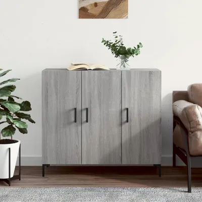 Zdjęcie produktu dla vidaXL Kredens szary Sonoma 90x34x80 cm Materiał drewnopochodny