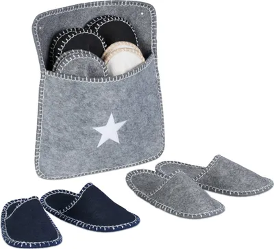 Produktbild von relaxdays 6 párů plstěných pantoflí pro hosty