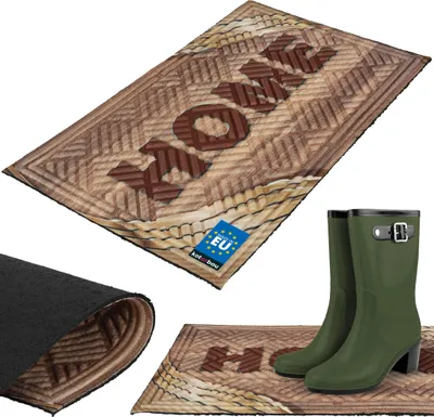Produktbild von KOTARBAU® Schmutzfangmatte Innen Fußmatte 45 x 75 cm Rechteckige Eingangstürmatte Rutschfest Türvorleger Dekorativ mit Aufdruck mit der Aufschrift HOME