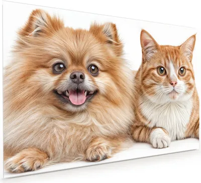 Produktbild von Küchenrückwand Spritzschutz Glas mit Motiv Hund und Katze 40 x 40 cm