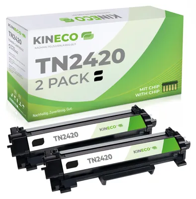 Produktbild von Kineco 2 Toner XL ersetzt Brother TN2420 TN2410, Doppelpack 2X 3.000 S.