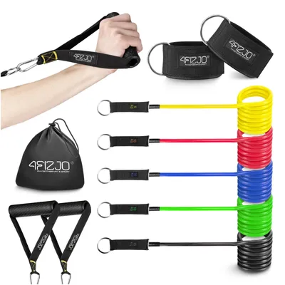 Produktbild von 4FIZJO Set 5 Trainingsbänder, Expander, Widerstandsbänder mit Griffen, Türanker