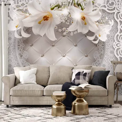 Produktbild von Vlies Fototapete - Lilies and Quilted Background 250x175 cm Blumen b-C-0212-a-b
