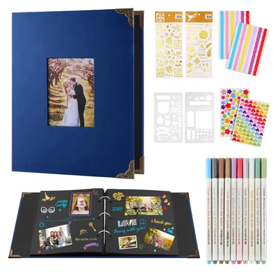 Productafbeelding van Fotoalbum met ringband voor 160 foto's, voorzien van metalen markeringen