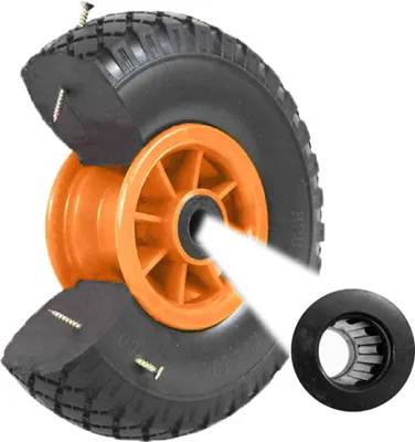 Produktbild von Sackkarrenrad PolyurethanRad 260x85 mm 3.00-4 75 mm zentrierte Nabe Ø 20 mm orange Vollgummi Bollerwagen