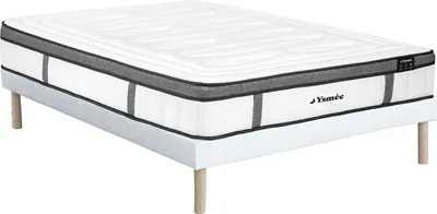 Produktbild von Set aus Bettgestell + Matratze - 160 x 200 cm - Hybridmatratze - 7-Zonen-Taschenfederkern & Memory Schaum - Härtegrad 2 - Stärke 30 cm - OLIANE von YSMÉE