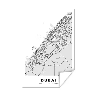 Produktbild von MuchoWow® Poster Dubai - Stadtplan - Schwarz und Weiß - Karte 20x30 cm - Papierdruck