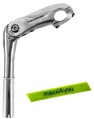 Productafbeelding van Promax stuurpen, 25,4 mm, verstelbaar van 0 tot 50°, zilverkleurig, verkrijgbaar in 105/180 mm, aluminium, inclusief reflecterende strip