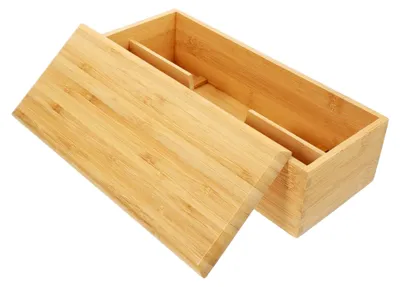 Produktbild von Multifunktionale Holz-Besteckbox mit Deckel als Küchenorganizer