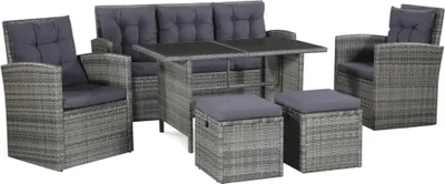 Produktbild von The Living Store 6-tlg. Garten-Lounge-Set mit Auflagen Poly Rattan Grau