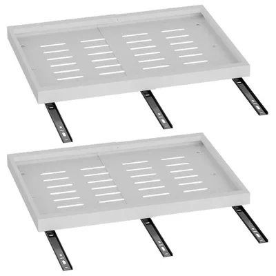 Immagine prodotto di Cassettiere telescopiche - Set di 2 organizer estraibili per armadi da cucina - Regolabili da 32 a 52 cm - Struttura a singolo strato - Materiale: metallo, capacità fino a 15 kg - Colore: bianco