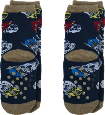 Produktbild von Paw Patrol Chase Marshall Rubble Kinder Jungen Socken 2 Paar Set Gumminoppen Stopper-Socken Strümpfe, Farbe:Dunkel-Blau, Größe:23/26