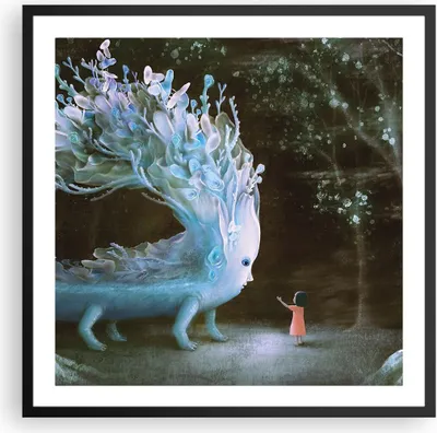 Produktbild von Gerahmtes Poster - Schwarzer Rahmen - Monster Kind Fee - 60x60 cm - Wand Bild - Wanddeko - Wandbilder - Kunstposter - Wandposter - Bilderrahmen - Bilder - Kunstdruck - Wanddekoration - P2BAC60x60-4712