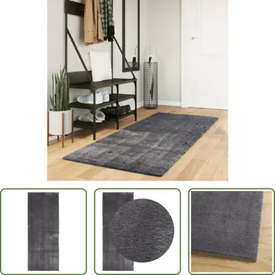 Produktbild von The Living Store Teppich HUARTE Kurzflor Weich und Waschbar Anthrazit 80x200 cm