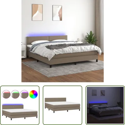Produktbild von The Living Store Boxspringbett mit Matratze & LED Taupe 180x200 cm Stoff