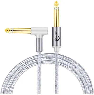 Productafbeelding van Audiokabel Jack - Gitaarkabel - Muziek maken - Nylon Gevlochten - 5 meter - Grijs