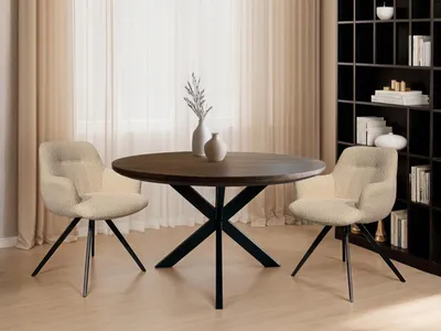 Productafbeelding van Livingfurn Eettafel Jesper Rond Mangohout Bruin Ø130cm