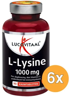 Productafbeelding van 6x Lucovitaal L-Lysine 1000mg (90 kauwtabletten)