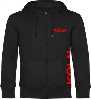 Produktbild von multifanshop Kapuzen Sweatshirt Jacke - Köln - Brust & Seite, schwarz, Größe S