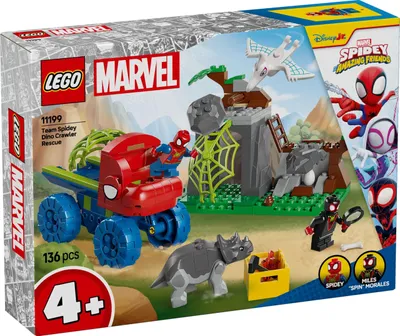 Productafbeelding van LEGO Marvel Spidey en zijn team op een reddingsmissie in de dinosaurus-truck, een bouwbaar superhelden speelgoedauto, een avontuurlijk speelset voor kinderen vanaf 4 jaar, Spidey en zijn Super Vrienden 11199