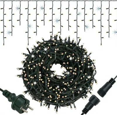Zdjęcie produktu dla LED stalaktyty - 14,5 m, 300 LED, IP44, ciepła biel + błyski