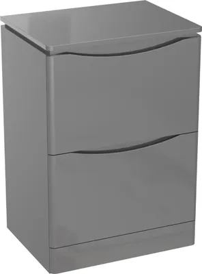 Produktbild von Waschbeckenunterschrank mit 2 Schubladen Grau Hochglanz AUSTIN B 59 x H 82 x T 45 cm Badezimmermöbel