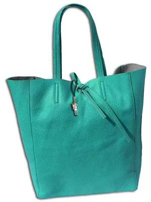 Image de Florence ital. Sac à main en cuir véritable pour femme turquoise 30x35x15 OTF112T