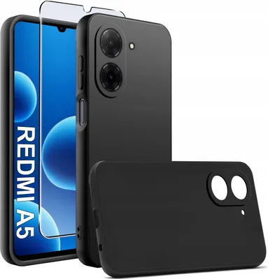 Produktbild von Mattschwarzes Slim-Silikon-Etui für Xiaomi Redmi A5 + 9H-Glas