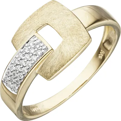 Produktbild von Gr. 60 - Damen Ring 585 Gold Gelbgold eismatt 22 Diamanten Brillanten