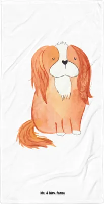 Produktbild von Mr. & Mrs. Panda Strandtuch Hund Cavalier King Charles Spaniel - Weiß - Geschenk, Handtuch, Sprüche, Cockerspaniel, Duschtuch, Badehandtuch, Schlappohren, Duschhandtuch