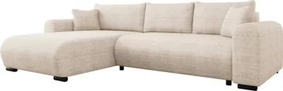 Produktbild von MIRJAN24 Ecksofa Merkos, Wohnzimmer L-Form mit Bettkasten und Schlaffunktion, Holzkonstruktion, Seite universal (Farbe: Taro 01)